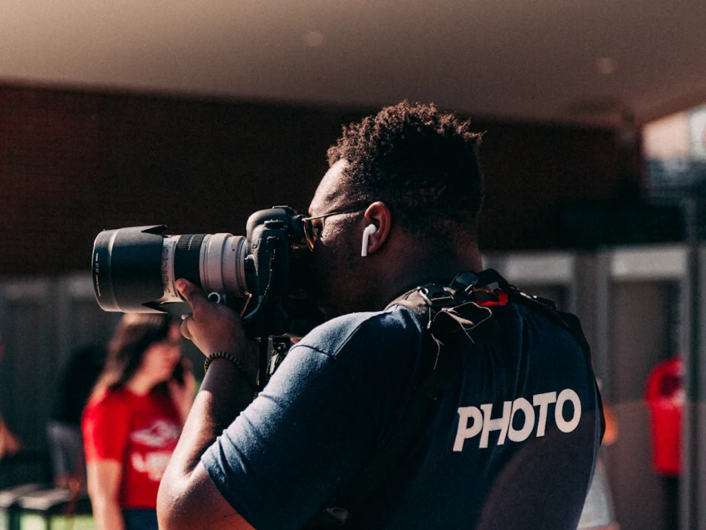 Photographe professionnel en reportage